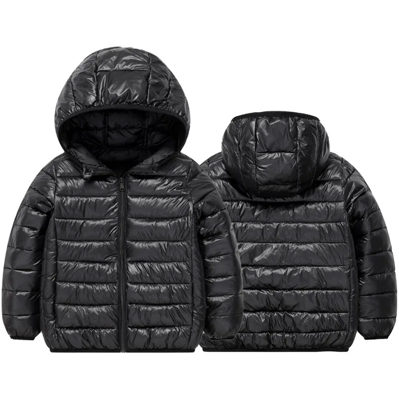 7-16 Years Kids Lightweight Downcoat Autumn Winter Teen Boys Girls Solid Zipper Hooded Down Cotton Jacket Children Warm Snowsuit