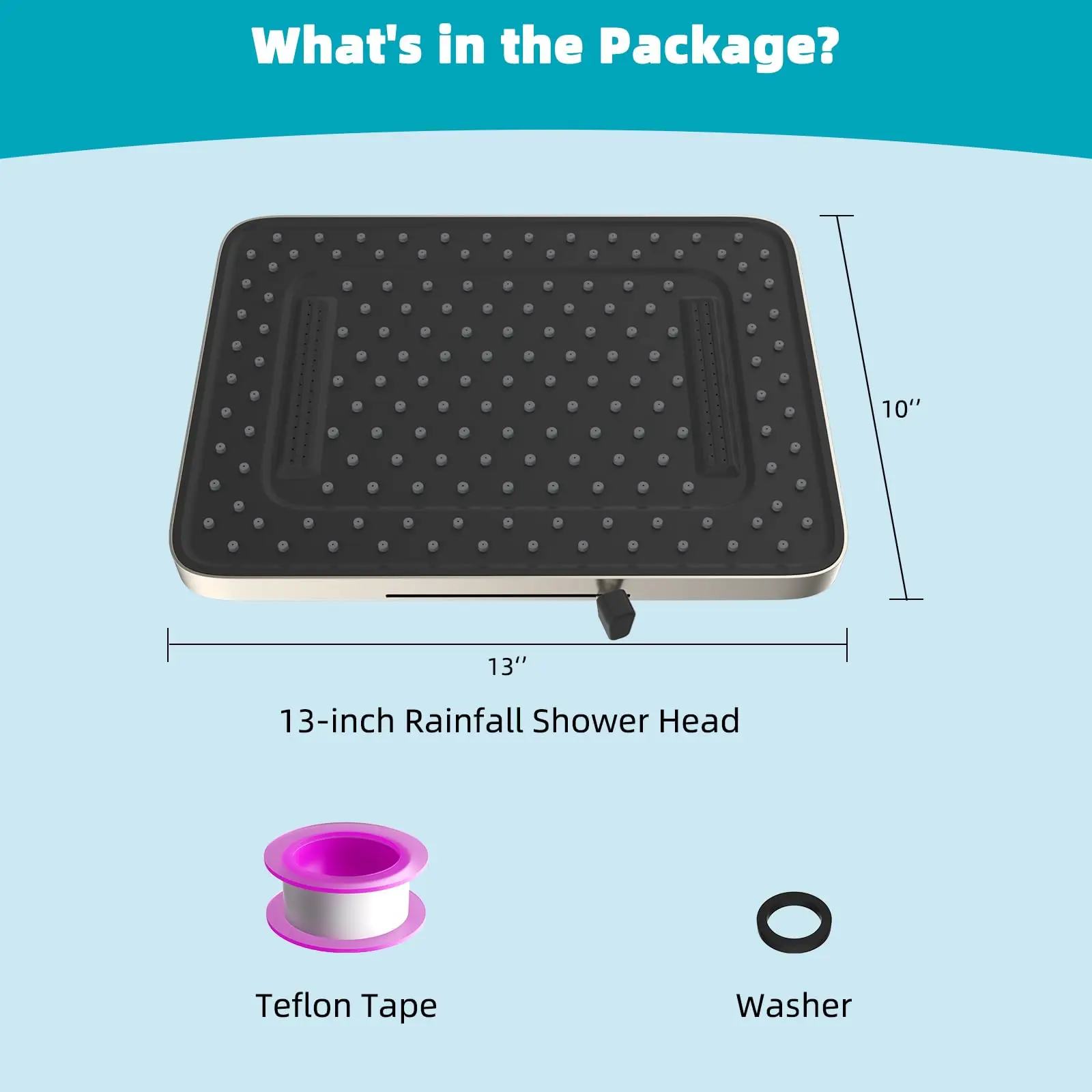 Hibbent 5 Spray Modes Shower Head, 13'' High Pressure Rain Shower Head, Large Rainfall Showerhead, High Flow Waterfall