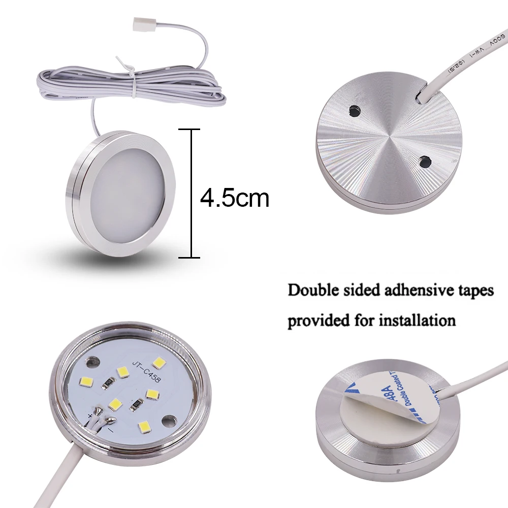 

3/6/8 in 1 Ultra-thin LED Under Cabinet Light DC 12V 12LEDs Round Lamp White Warm White Closet Wardrobe Cupboard Cabinet Light