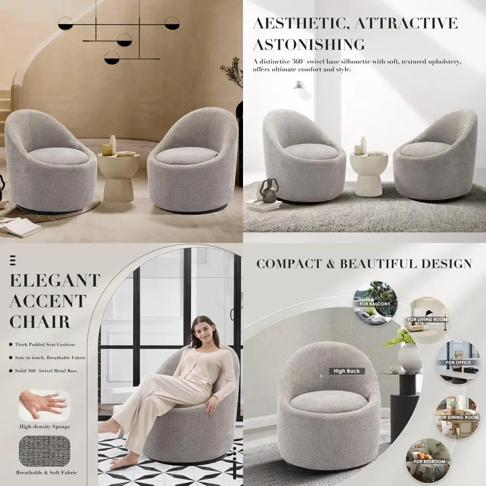 

Pair of 360-Degree Swivel Cuddle Barrel Chairs with Hidden Storage, Modern Accent Chairs for Small Spaces