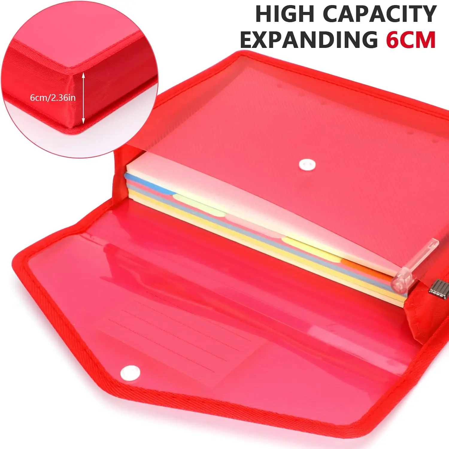 A5 Plastic  Waterproof File Folders, A5 Envelope Expanding File Wallet Document Organizer with Snap Closure & Label Pocket