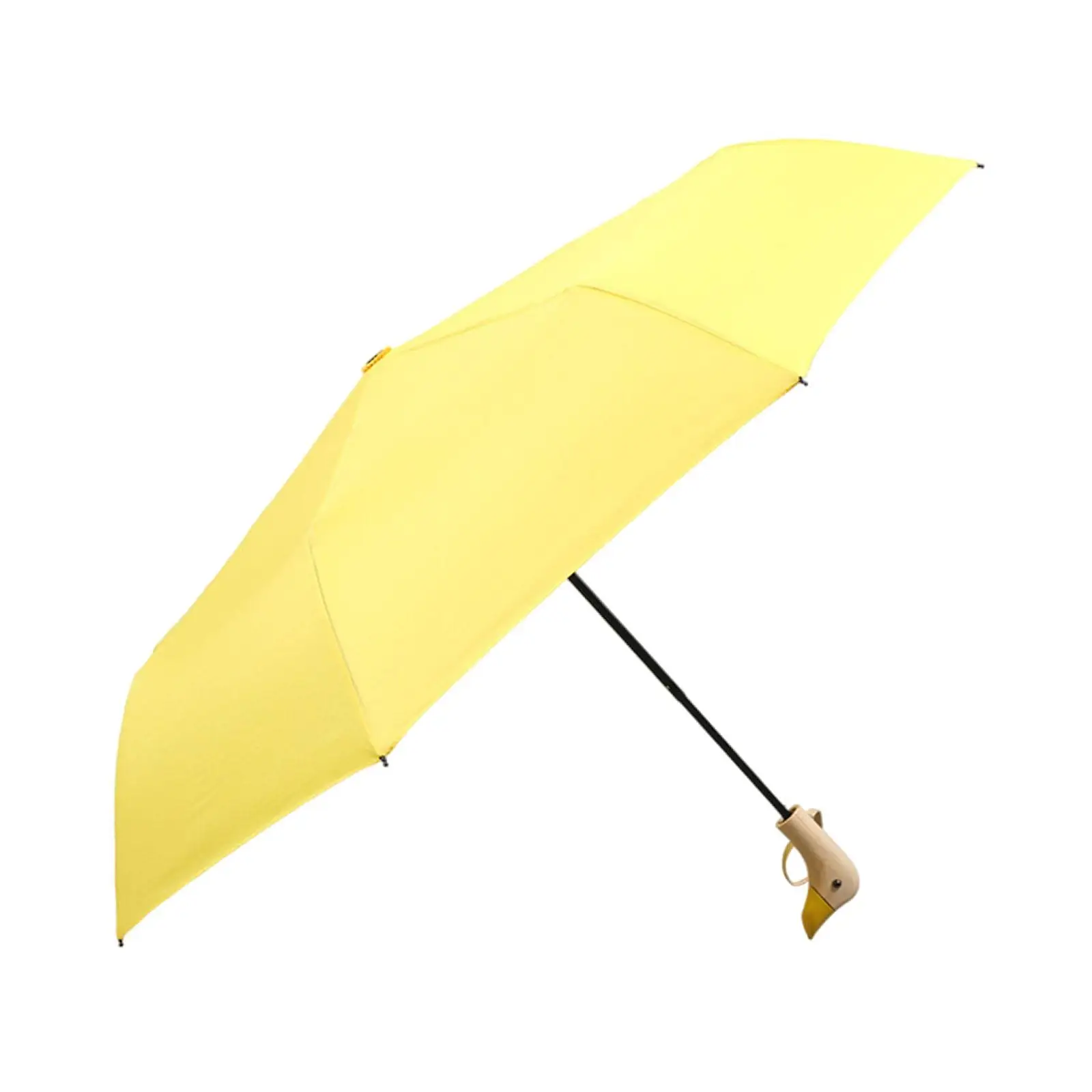 Cute Duck Handle Manual Umbrella Windproof Rain and Sun Protection Compact Travel Parasol for Beach Trips and Hikes