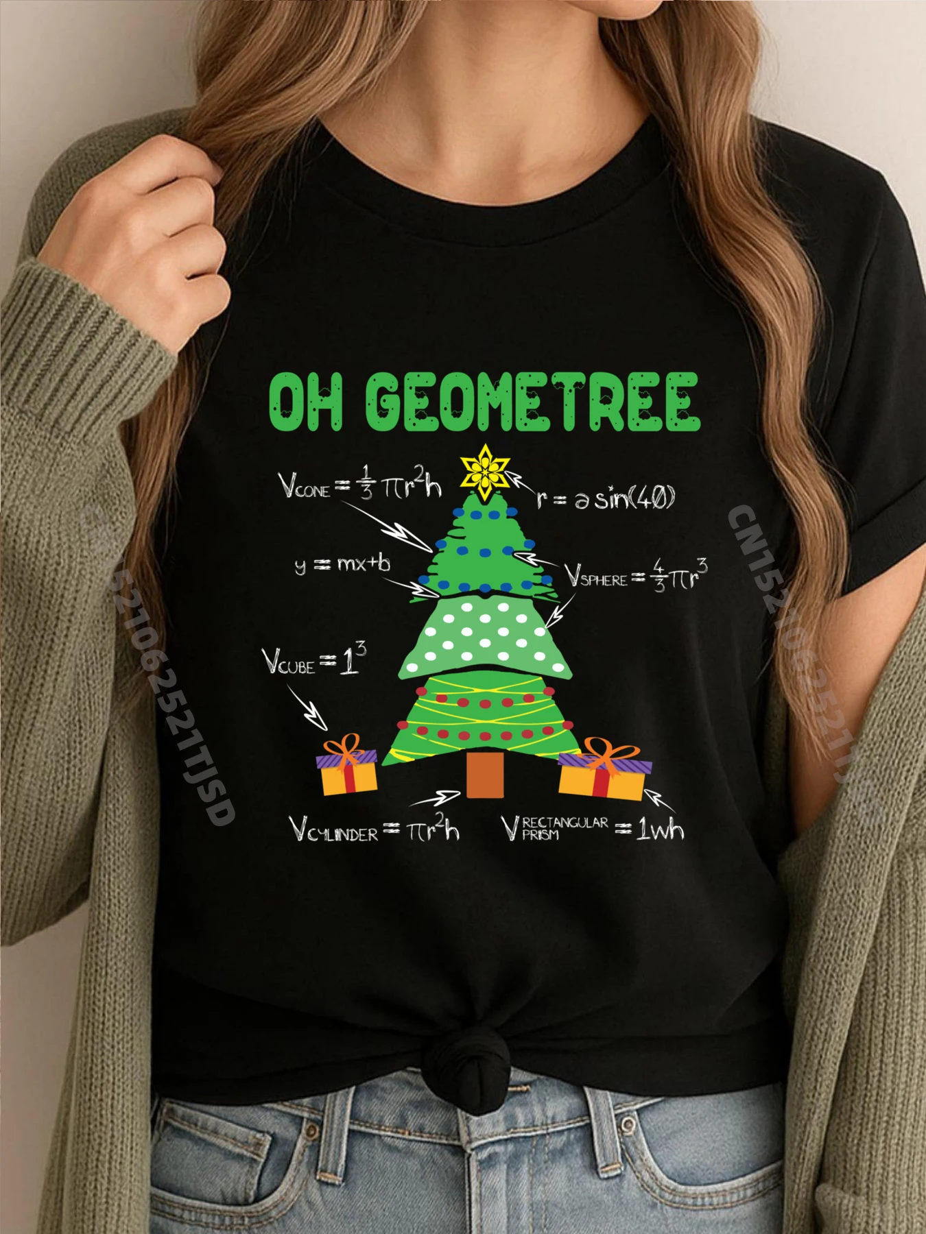 

Oh Geometree Geometry Math Science Teacher Christmas Cream T Shirt Mans ClassicMen's Shirts Valentines Day