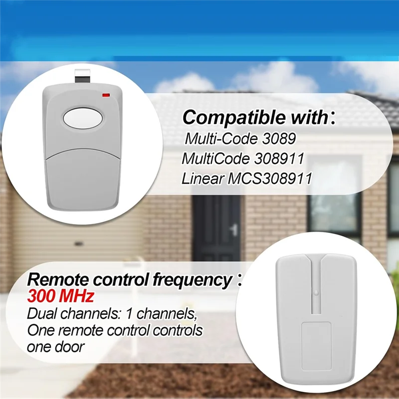 FFYY-Linear 308911 MCS308911 300Mhz Garage Door Opener Remote Control For Multi Code- 4 Pcs 1 Channel Gate Opener Remote