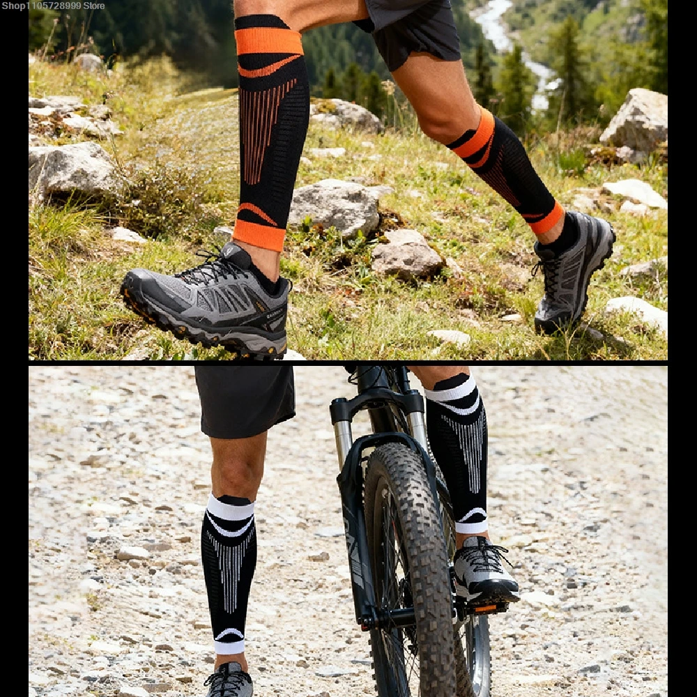 Calf Compression Sleeves for Men & Women, Elastic Knitted Leg Support for Running Marathon Soccer, Shin Splints & Fatigue Relief