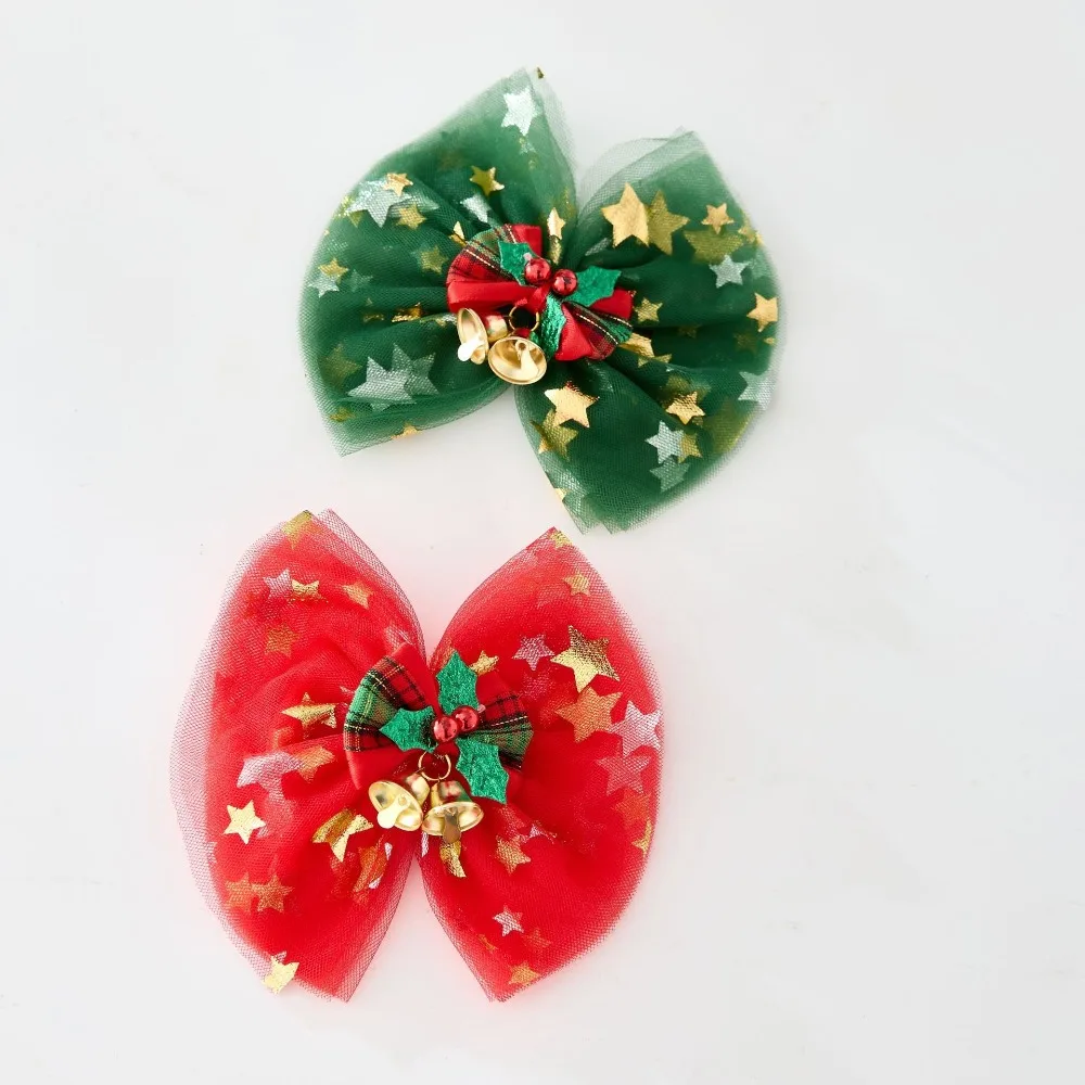 Sleeveless Children Christmas Dress Star Moon Mesh Layered Baby Girls Dress Balls with Bow Hair Clip Party Clothes