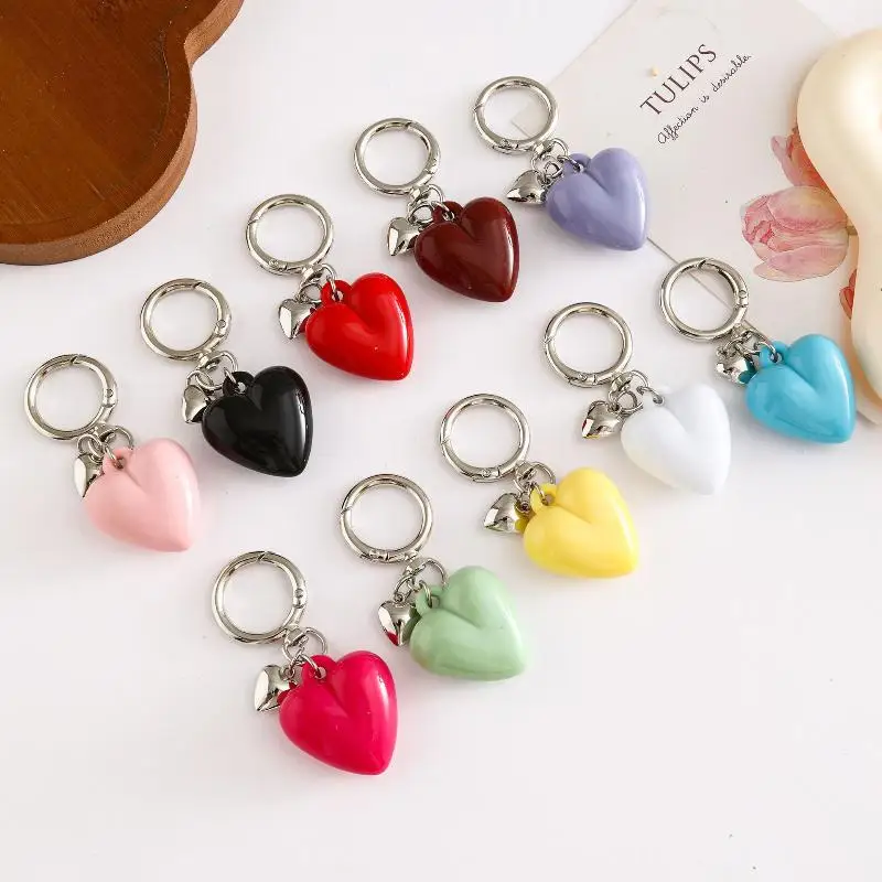 Süßes Herz-Schlüsselanhänger für Frauen und Mädchen, Modischer Bonbonfarbener Liebes-Autoschlüsselanhänger, Handy-Taschenanhänger, Schmuck-Accessoire, Geschenk – Detail 1