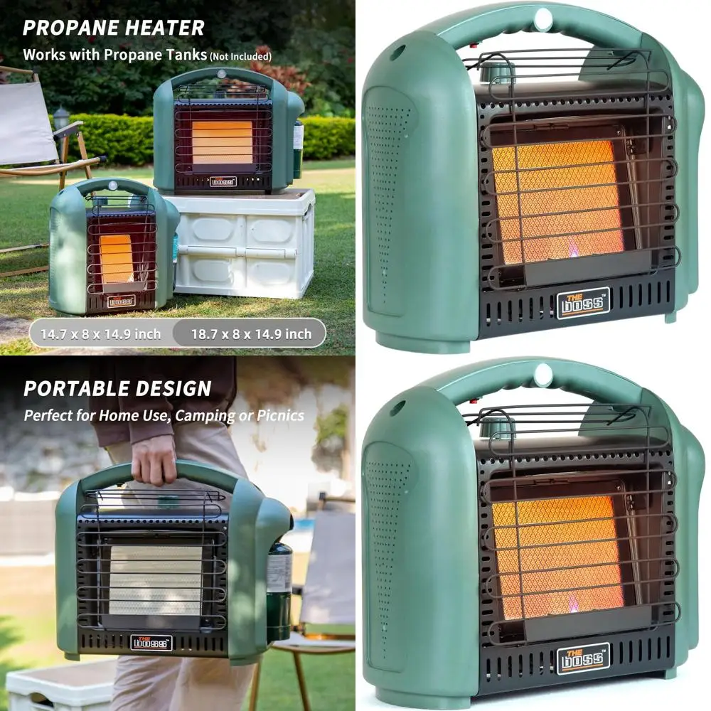 

Портативный пропановый обогреватель мощностью 12 000 БТЕ для помещений и наружных помещения, идеально подходящий для кемпинга