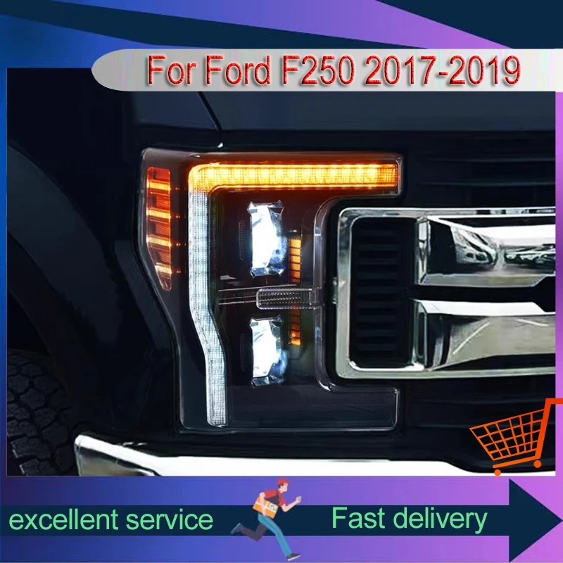 

Car Accessories For Ford F250 2017-2019 Front Light DRL Head Lamp Full LED Projector Lens Upgrade Headlights Vehicles Automatic