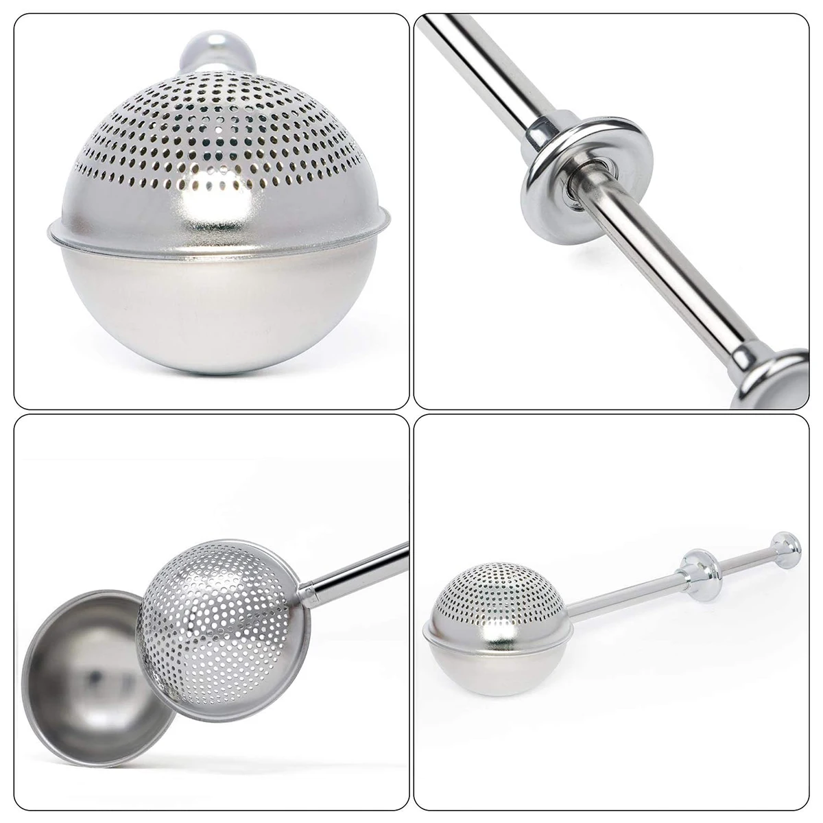 1PC/2PCS Stainless Steel Flour Duster Sugar Shaker with Spring Handle One-Handed Baking Wand for Bread Powdered Sugar Spice