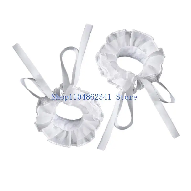 عصر النهضة المهرجين المختنق فو طوق الأبيض كشكش الرقبة التبعي وأصفاد المعصم للحفلات التنكرية واللباس الحدث