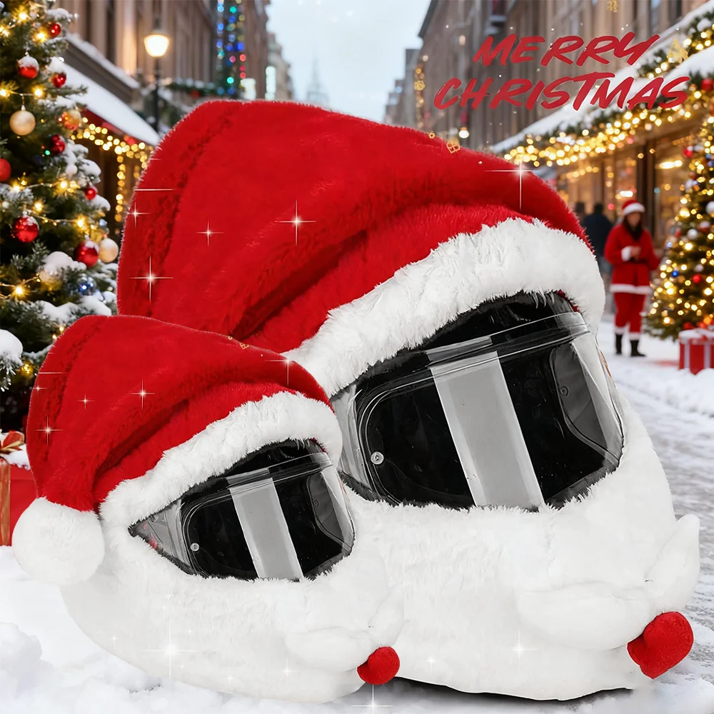 

1/2Pcs Motorcycle Helmet Christmas Hats Universal Santa Claus Hat Decor Motorcycle Accessories for Rider Gift Xmas DIY Balaclava