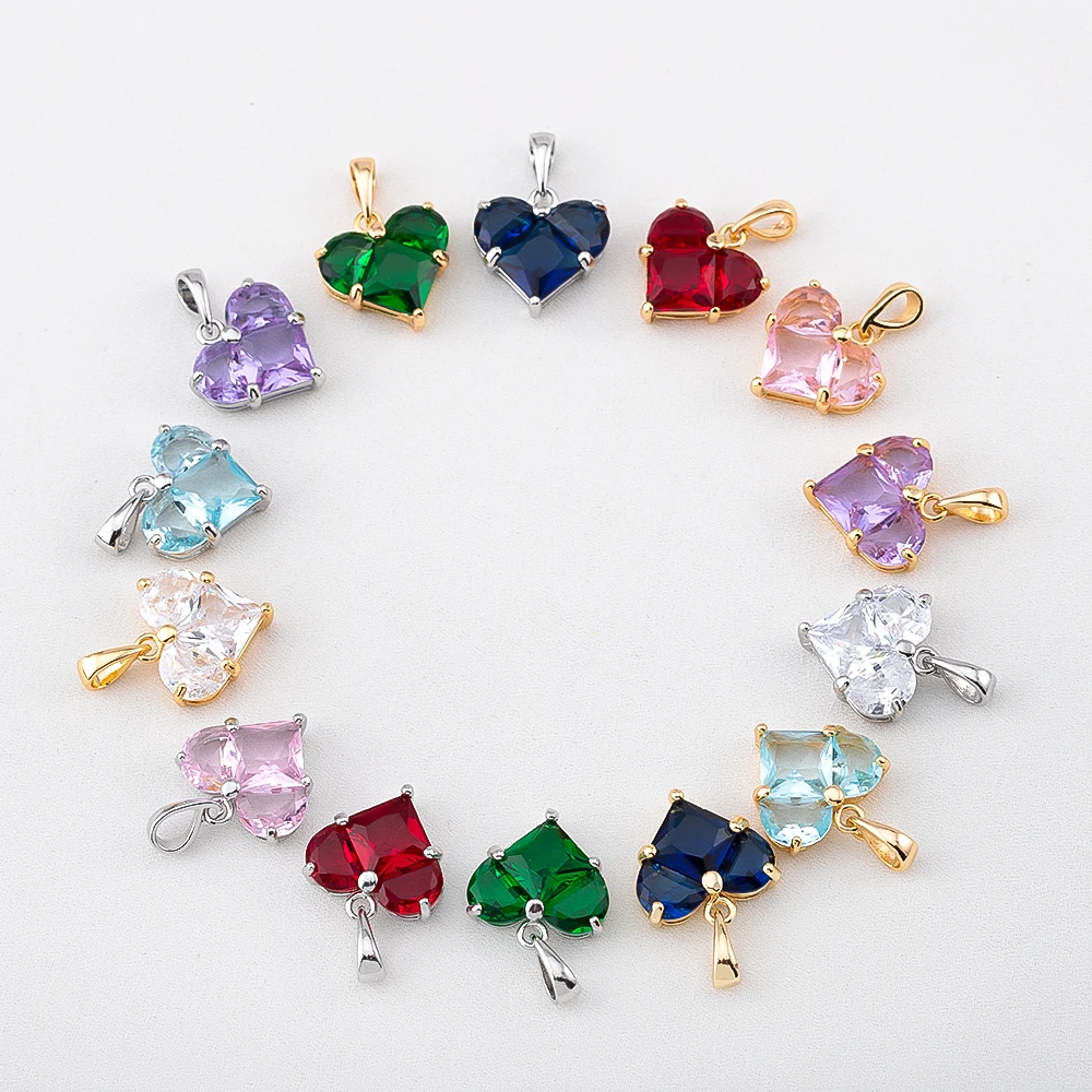 

1/2Pcs Gold Color Zircon Heart Charms Pendants High Quality Jewelry Making Necklace Earrings Accessories for Women Wholesale