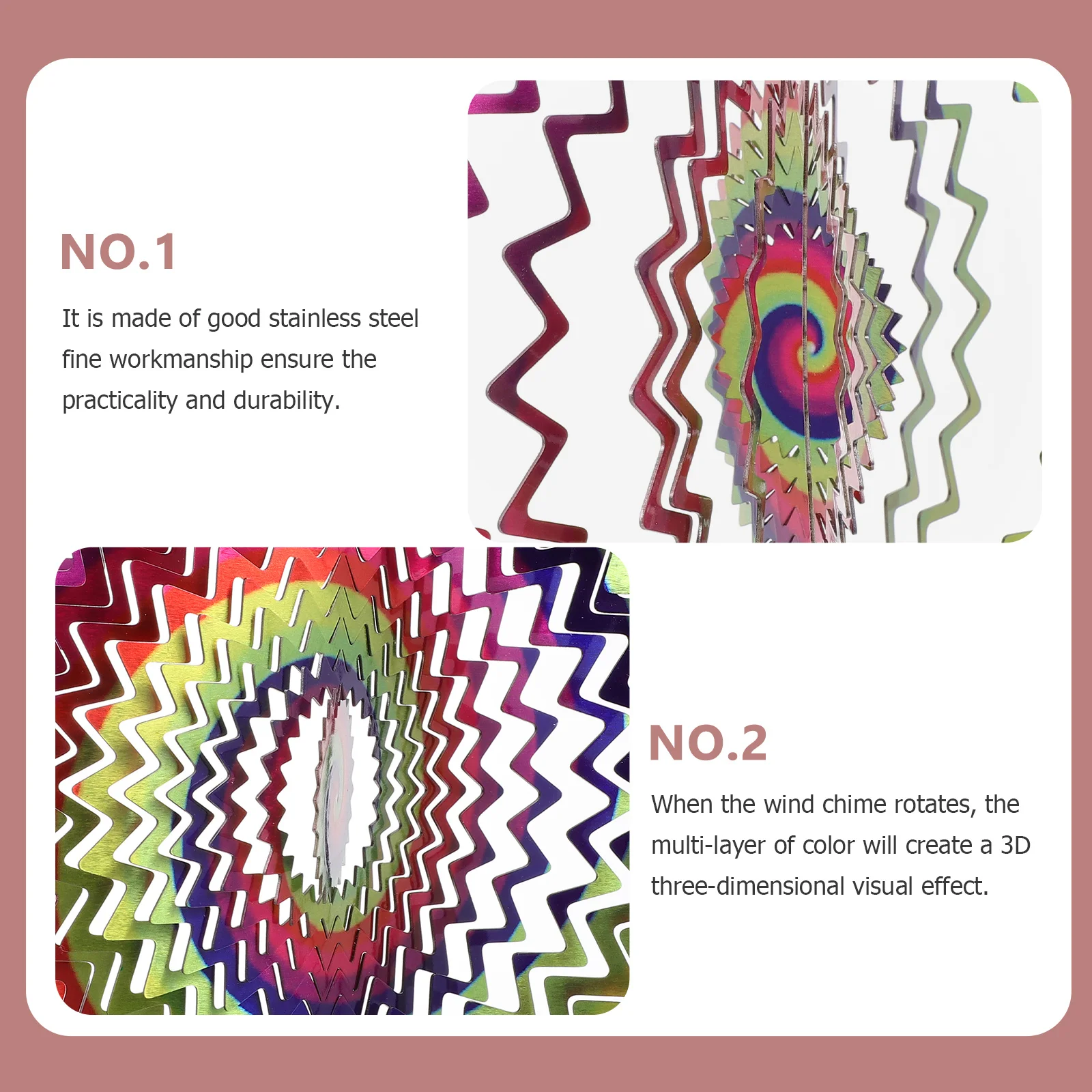 

3D Stainless Steel Rotating Chime Garden Corridor Patio Lawn Living Room Hanging Decorative Metal Rotation Chime Outdoor Wind