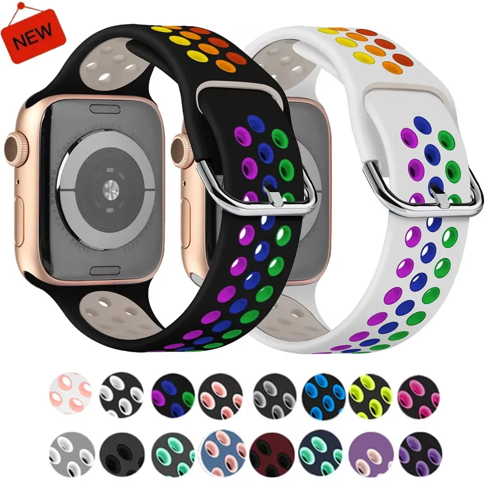 

Silicone Strap For Apple Watch Ultra 10 9 8 7 6 5 4 SE Sport Breathable Bracelet Wristband iWatch 49mm 45mm 44mm 42mm 41mm 46mm