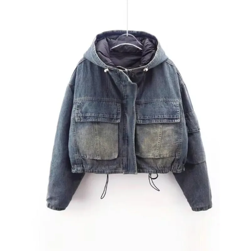 Women's Clothing Casual Loose Plus Size Coats Winter New Hooded Fleece Warm Thickened Cotton Coat Women Vintage Jackets