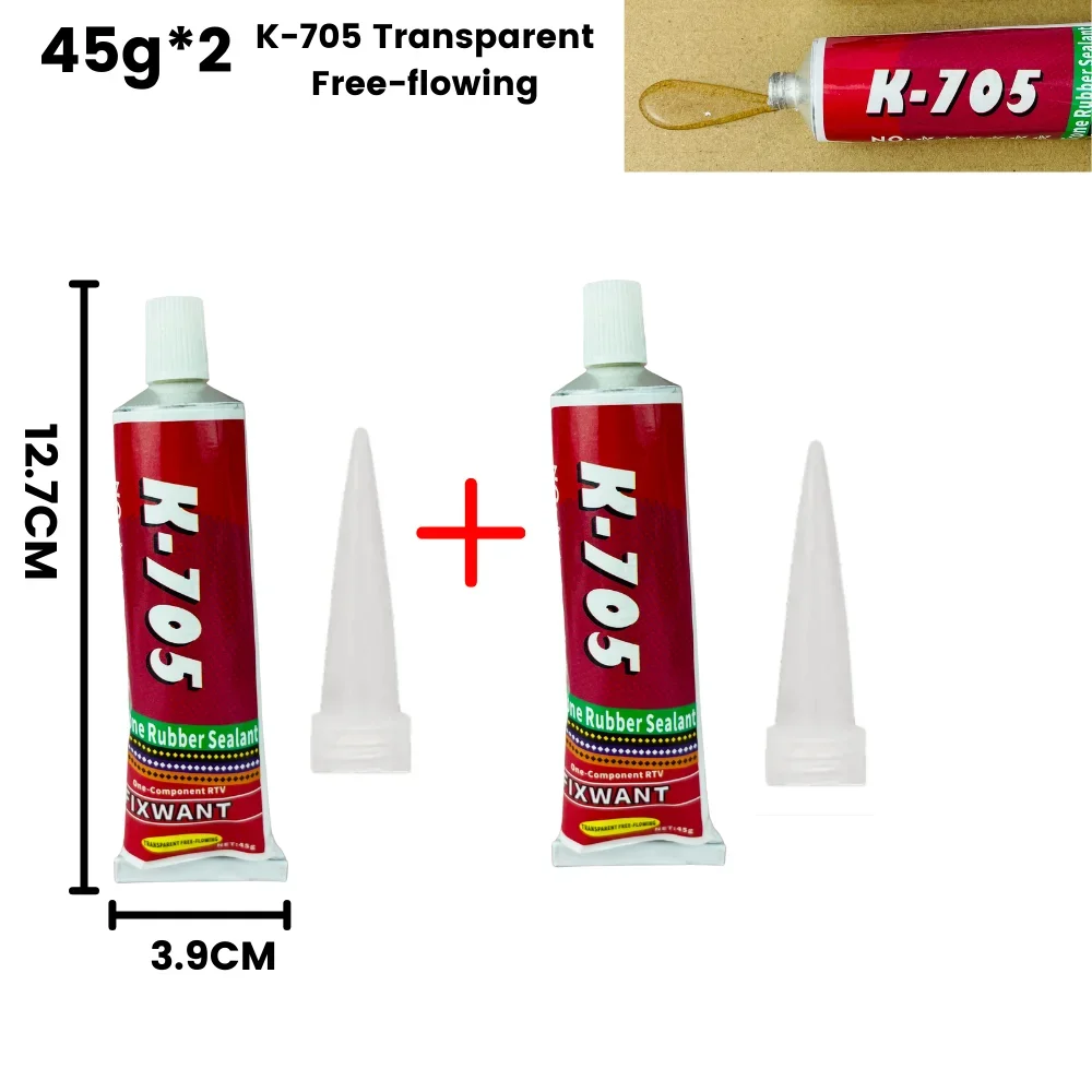 K-703 704 705 706 One-Component RTV Silikonkautschuk-Dichtstoff Schwarz Weiß Transparenter Dichtungskleber für elektronische Komponenten 45 g