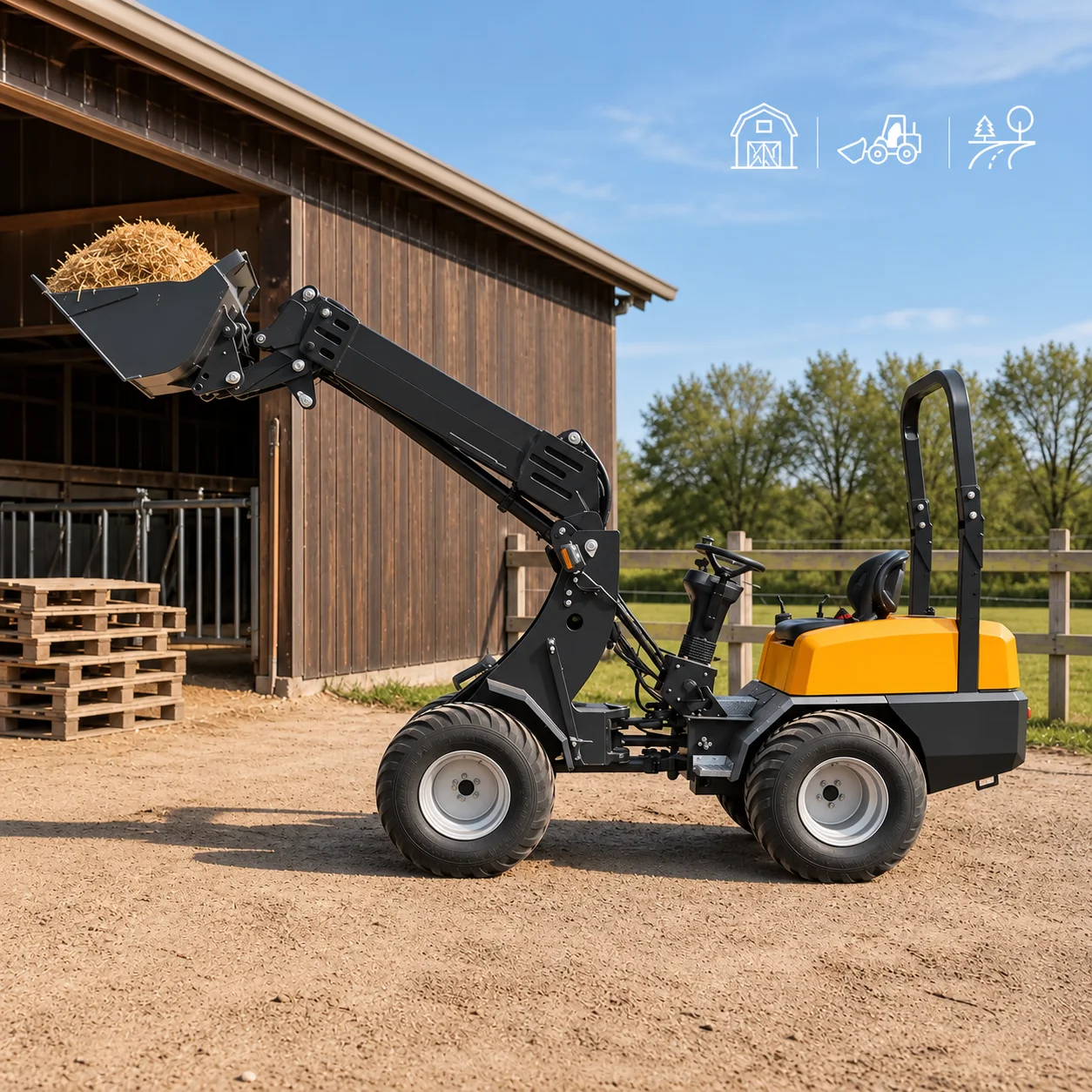 Compact Telescopic Loader Small Front Loading Machine with Bucket for Feed Handling Ranch Maintenance and Site Work