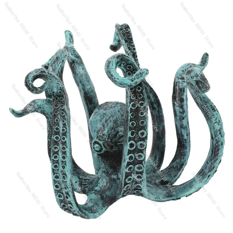 New Octopus Sculpture, Resin Decorative Item, Ocean-themed Living Room Garden Landscape Décor, Unique Home Decoration view 4