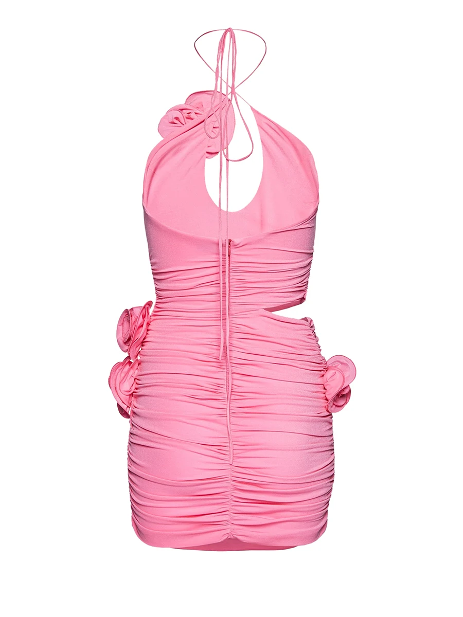 Minivestido Sexy con tirantes finos para mujer, vestido Floral sin mangas, corte bajo, Espalda descubierta, ajustado, para fiesta y playa