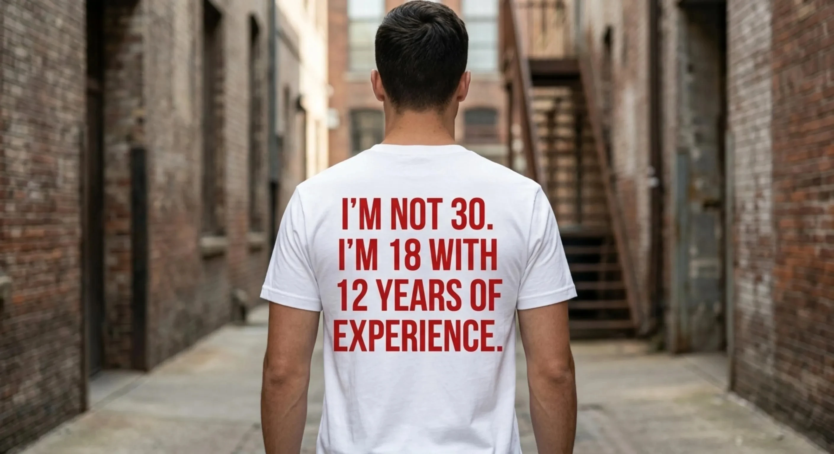 I'm Not 30 I'm 18 with 12 Years of Experience Shirt, Funny 30th Birthday Tee Bold Red Text Statement Shirt Turning 30 Humor Gift