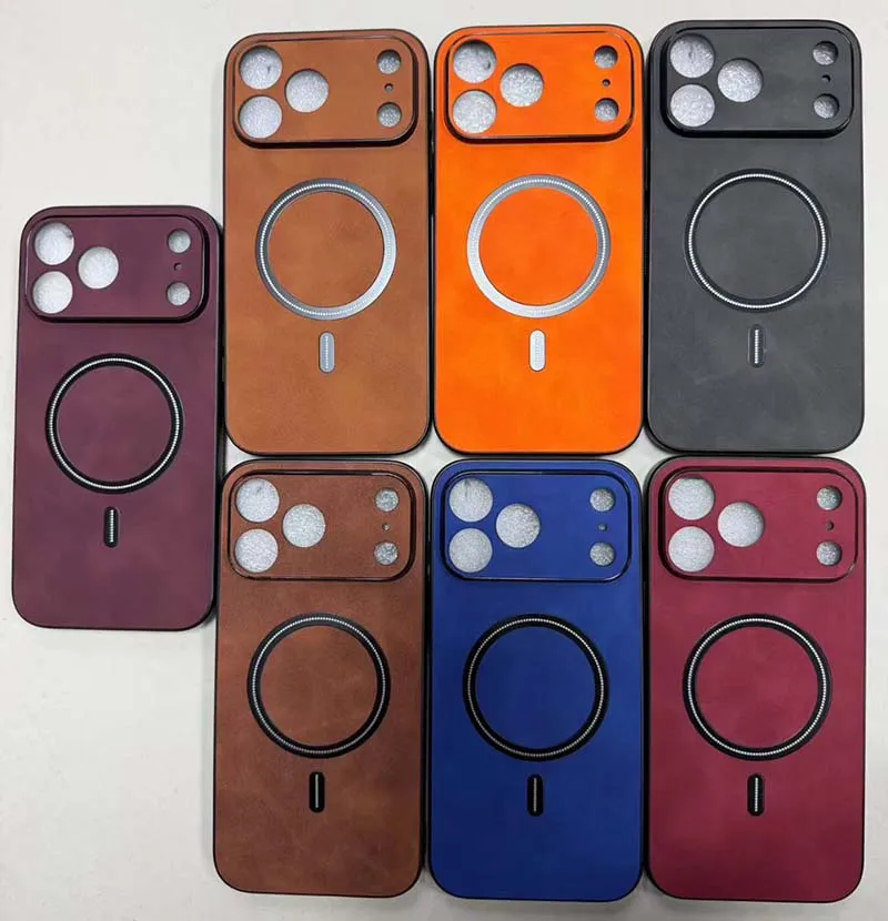 Luxury Synthetic Leather Shock-Absorbing Magnetic Phone Case For IPhone 18 Pro Max 11 13 14 15 16 17, Supports Wireless Charging view 6
