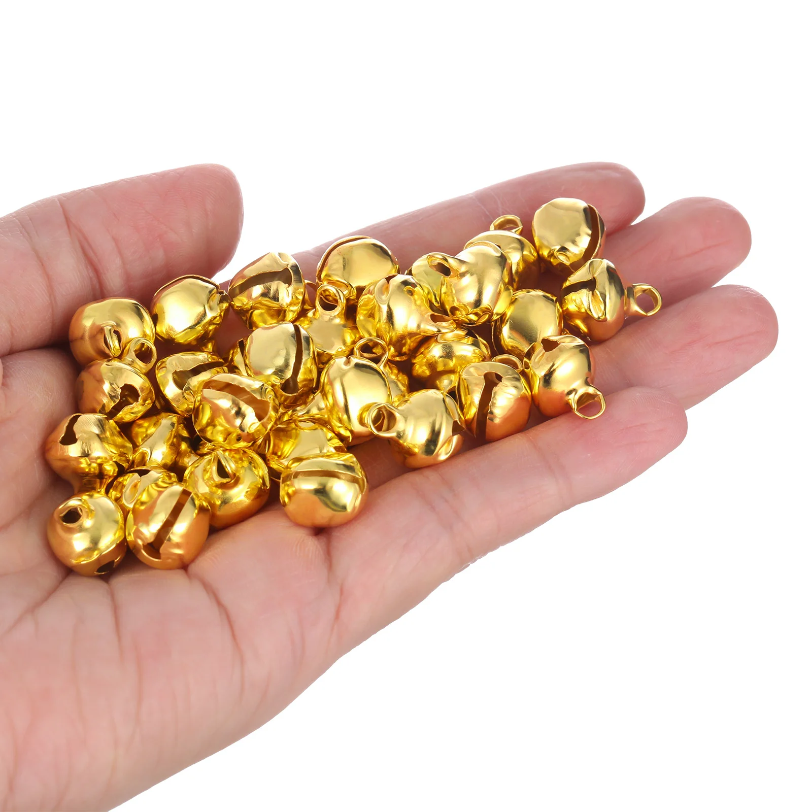 

100Pcs 12mm Golden Jingle Bells Joyful Sounds for Holiday Season Home Decoration and Craft Projects Small Bell