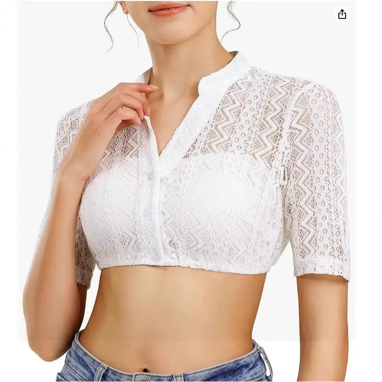 

Традиционная немецкая женская кружевная одежда, топ для поездок на работу, полиэфирная ткань, обычная длина све, пять сверов, весна-лето