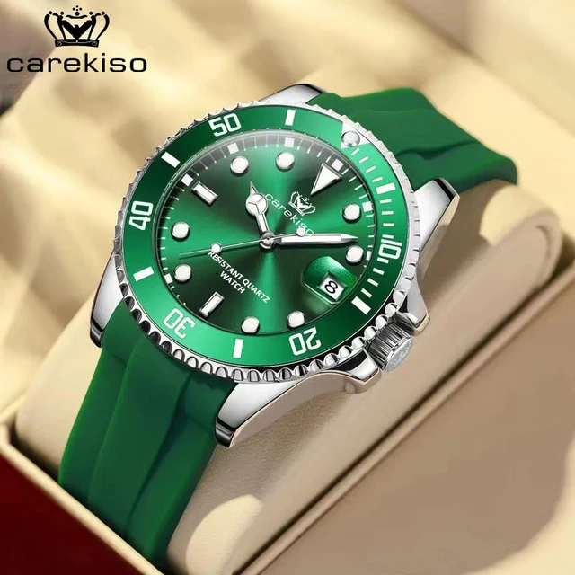 POEDAGAR Top Brand Luxury Fashion Silicone Strap Green Dial Diver Watch Men Waterproof Date Quartz Clock Sport Mens Watches Gift AliExpress