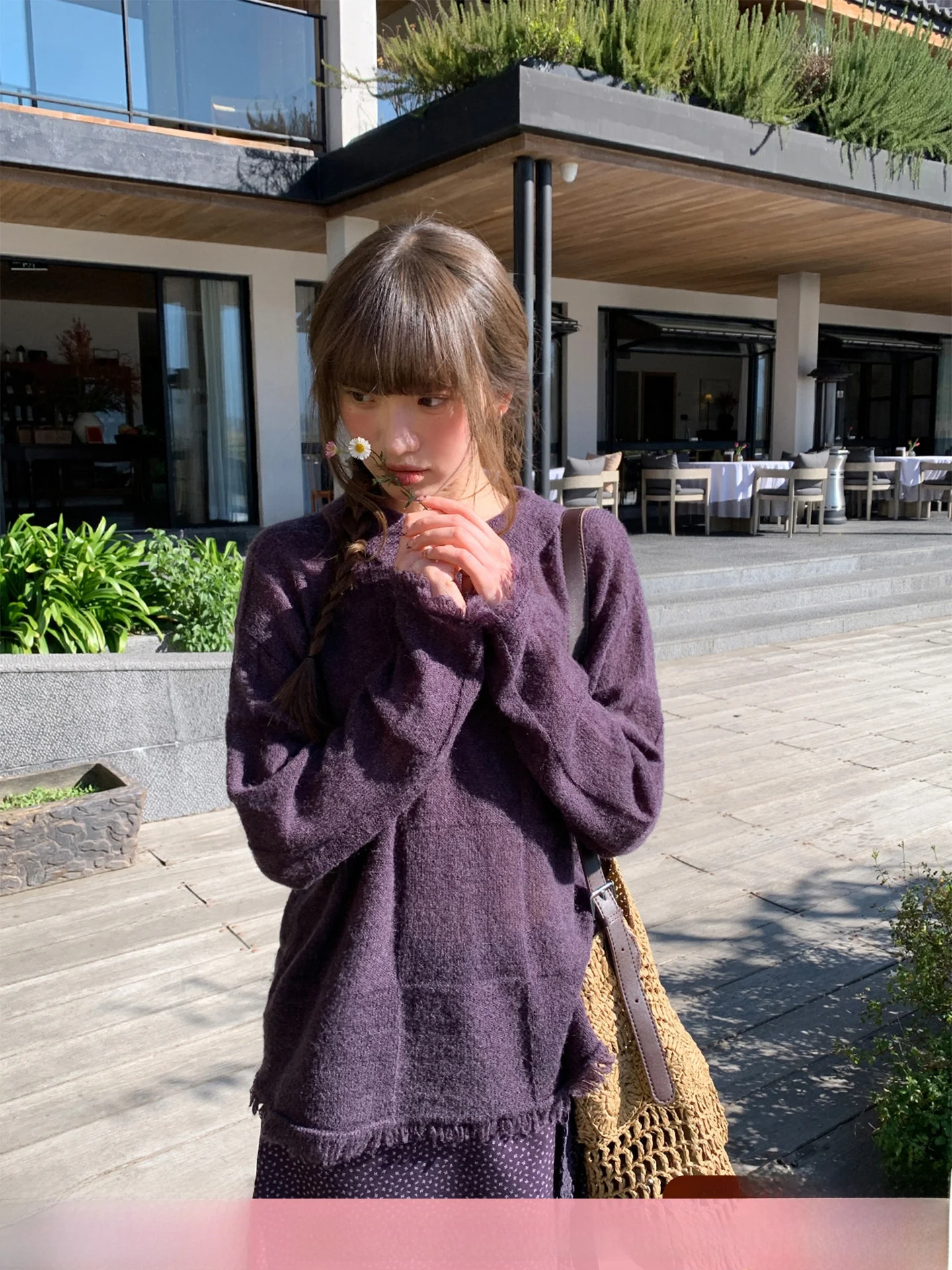 

Вязаный свитер с квадратной текстурой, бахромой по низу и отложным воротником, простой, для повседневной носки, с круглым вырезом, короткий рукав