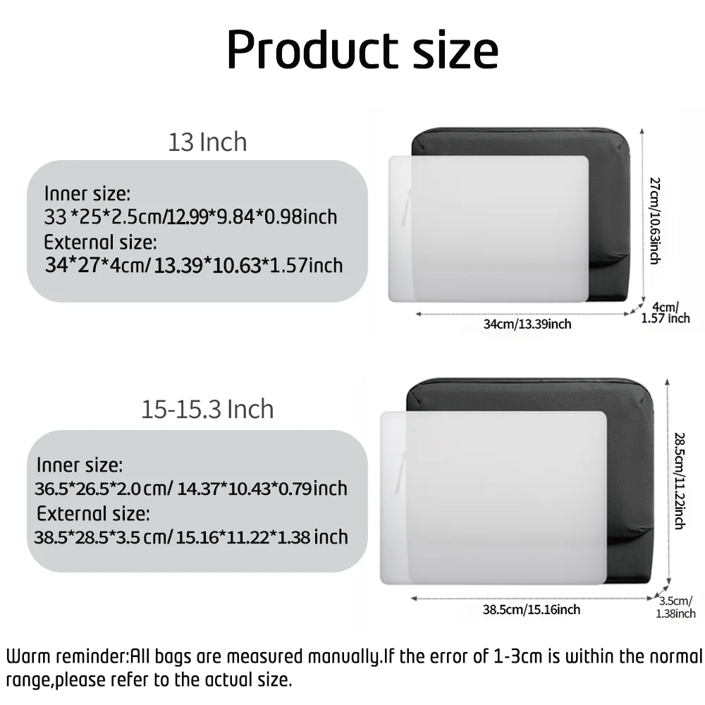 Laptop Sleeve 13/15-15.3 inch for MacBook Neo/Air 13、MacBook Air 15 Multi-compartments Portable Laptop Case Computer Sleeve