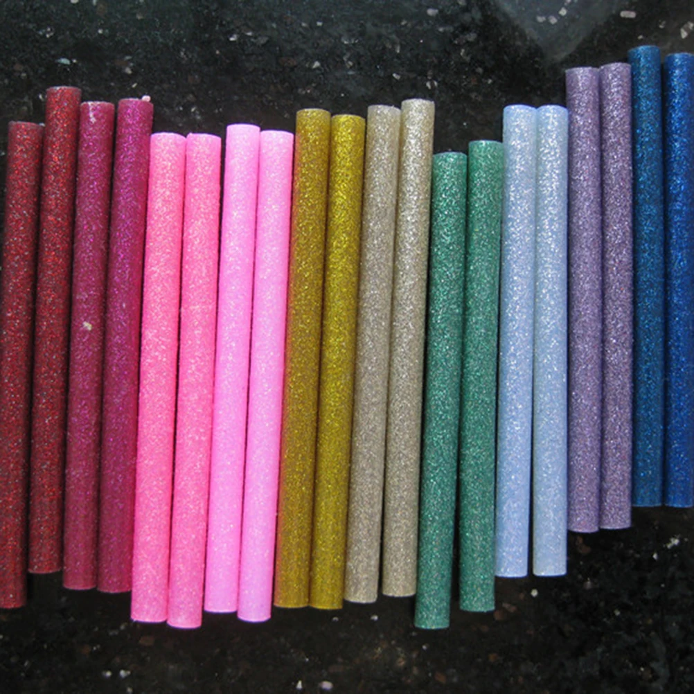 

100pcs Color Glitter Glue Sticks Hot Melt Eco-Friendly Strong Adhesive Fast Drying Craft Diy Party Holiday Decoration School