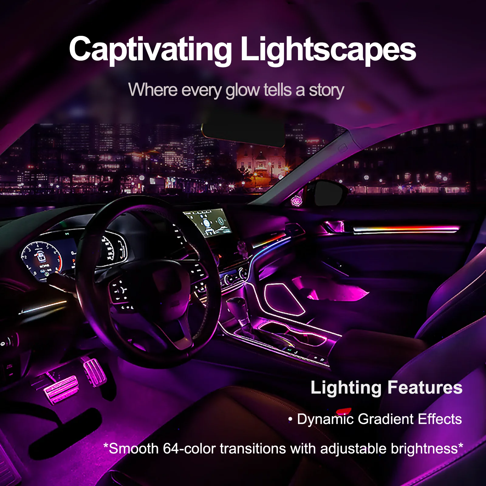 Ezonetronics الضوء المحيط لهوندا 10th Accord 2018-2022 الغلاف الجوي المزاج البيئي إنابايت الإضاءة لوميير السحر الديناميكي