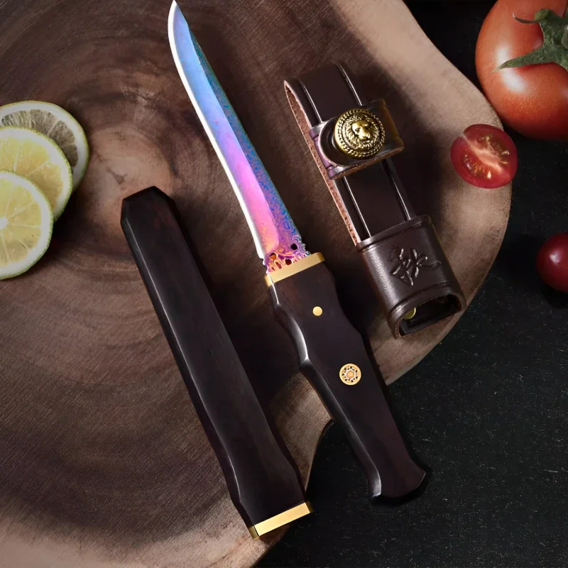 Authentic Damascus Steel Fruit Knife Portable Household Watermelon & Melon Cutting Knife For Home Kitchen & Dormitory Food Prep
