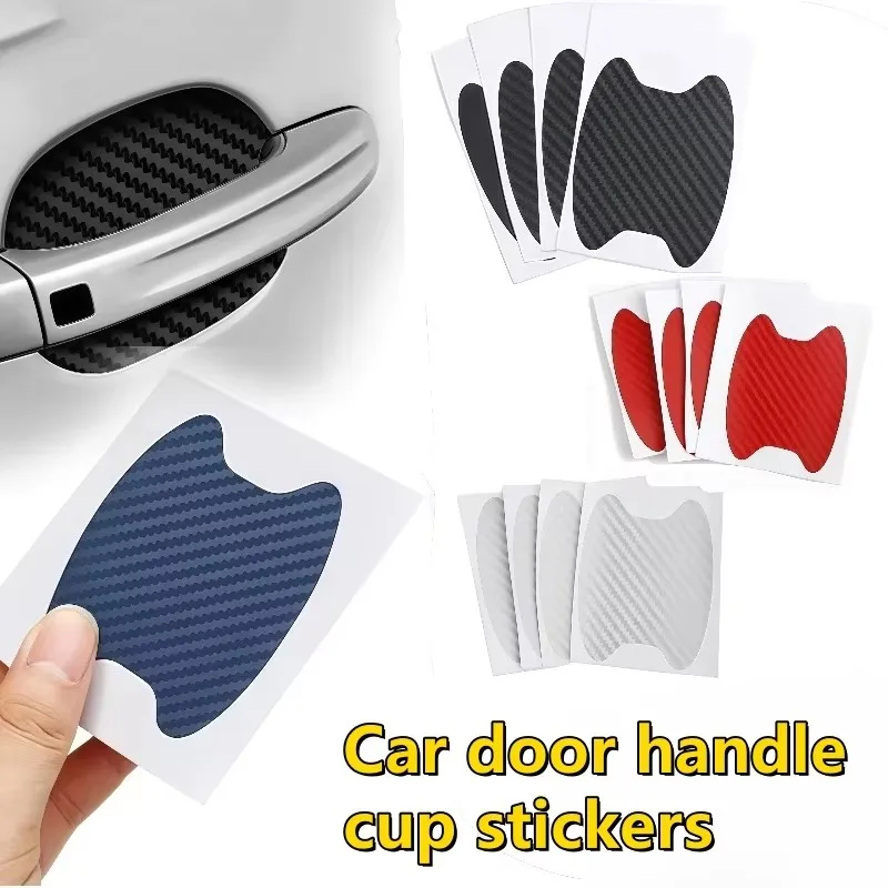 

4-20 шт. универсальных защитных пленок из углеродного волокна для дверных ручек автомобиля, декоративные наклейки от царапин для дверных ручек и накладок на ручки