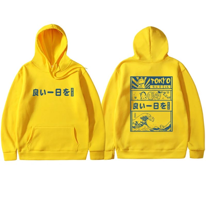 Japan Harajuku Hoodie Sweatshirt Puffer F Japanese Kanji Cartoon Great Wave Tokyo T Shirt 2022 Men Hip Hop Hoodie Pullover