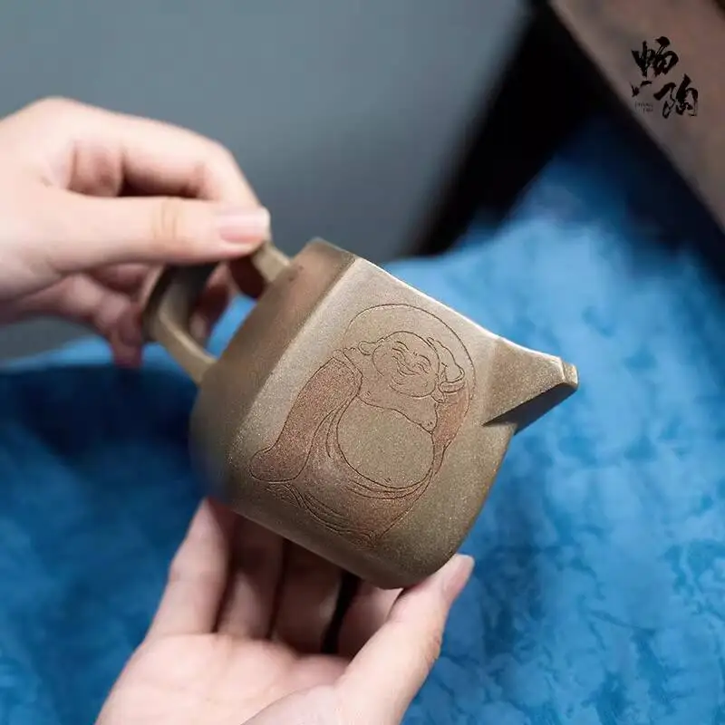 

[Changtao]Yixing Original Mineral Purple Clay Cup, Qingdian Carving Maitreya Master Accessory, Fair Cup 210Cc