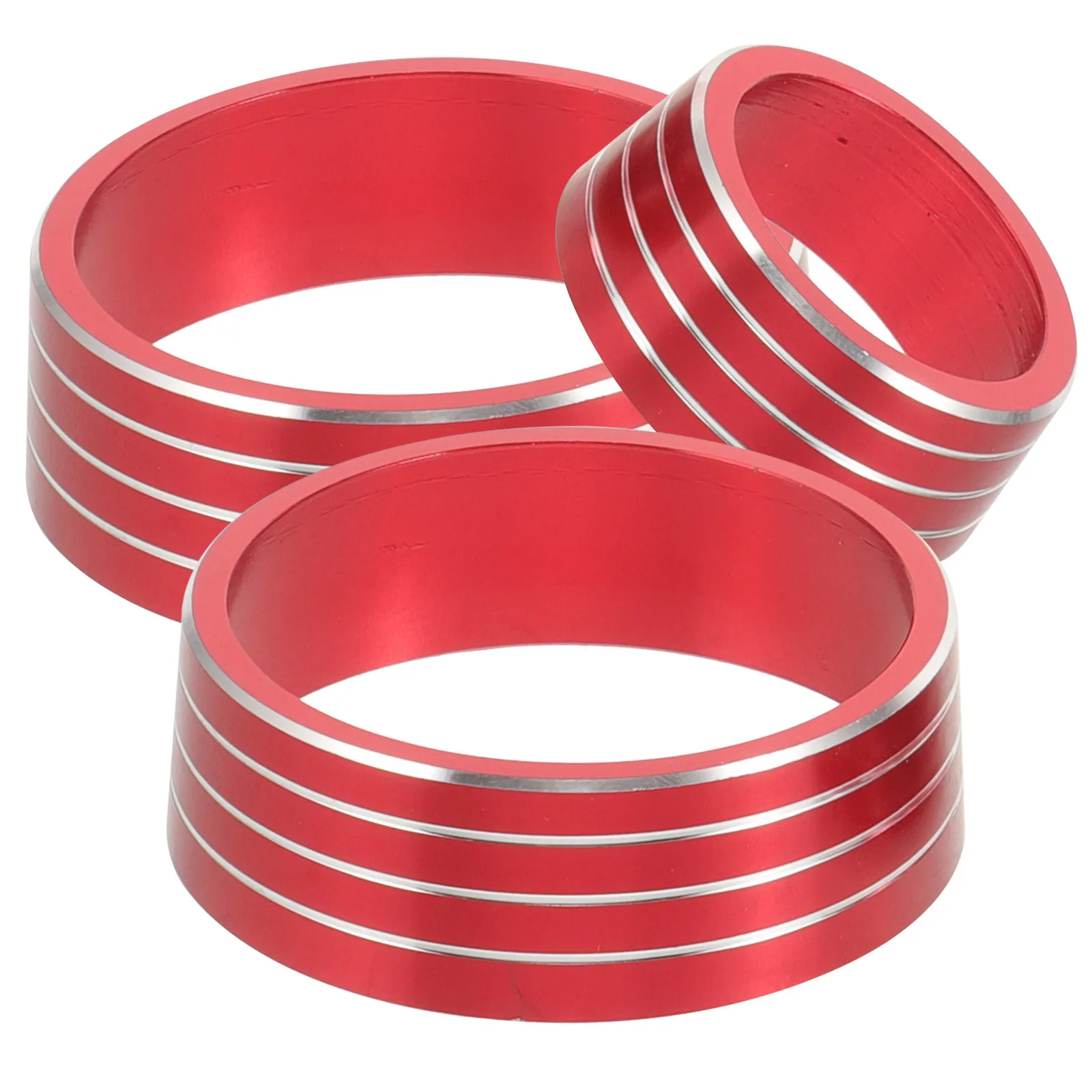 

3pcs Air Conditioner Knob Cover Aluminum Alloy Decorative Ring Car Interior Stylish Upgrade Center Console Knob Covers Auto