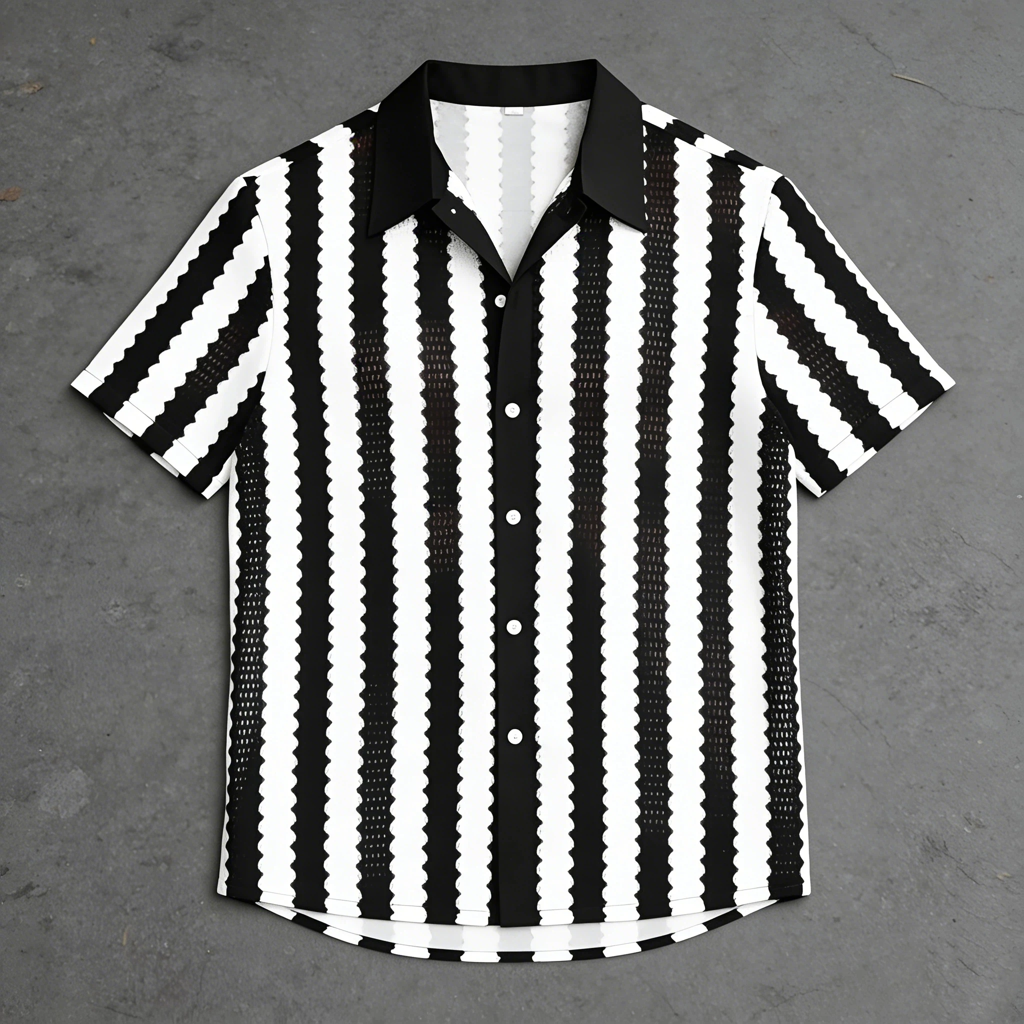 

Men's Striped Knitted Short Sleeve Shirt 2026 Summer Casual Hollow Out Breathable Cardigan Tops Beach Fashion Loose Fit