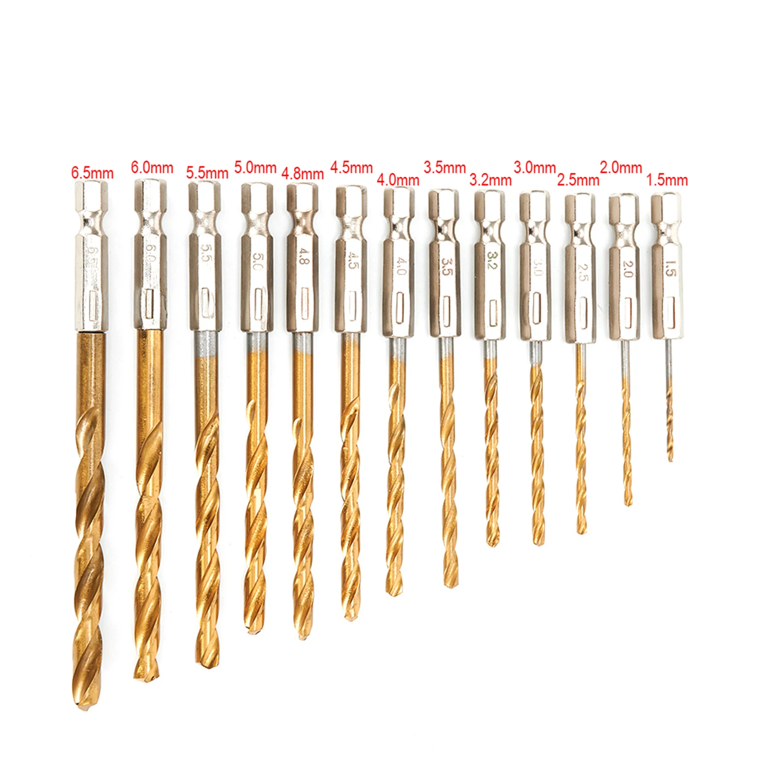 13 قطعة HSS عالية السرعة الصلب مجموعة لقمة مثقاب عرافة عرقوب التيتانيوم المغلفة تويست الحفر 1.5 مللي متر-6.5 مللي متر ل مفك البراغي اللاسلكي النجارة