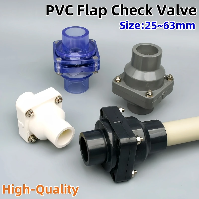 1PC 25~63mm PVC Flap Check Valve Fish Tank Accessories Garden Irrigation One-Way Valve Aquarium Industrial Pipe Non-Return Valve