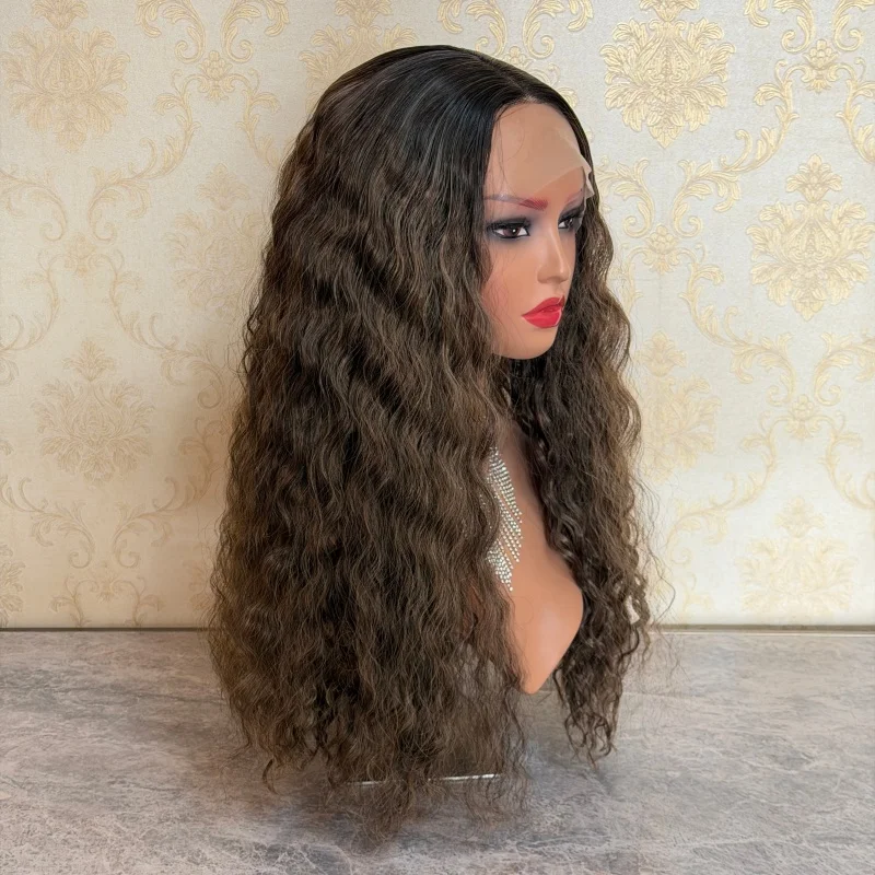 

13x4 HD Lace Front Wigs Brown Blonde Highlights Colored Women Wigs Deep Curly Afro Lace Wigs Glueless Synthetic Hair Cosplay Wig