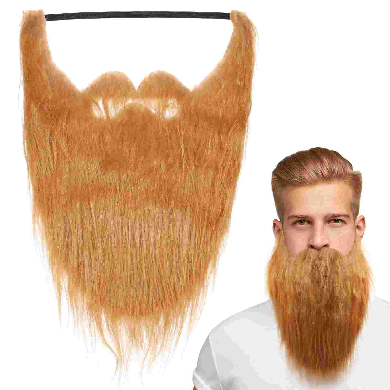 2 Pcs Halloween Long Hair Fake Beard Face Decorations Brown Prom Masquerade Party Supplies Wool Mustaches Mask Child