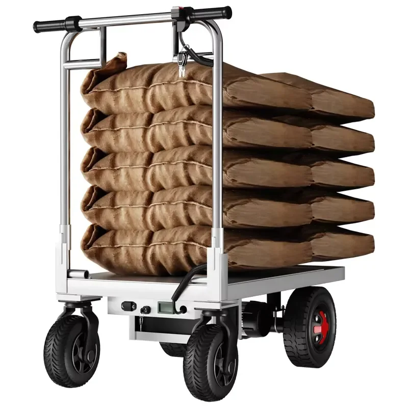 800kg High-Load Battery Powered Electric Trolley with Steel Platform and Four Wheels for Industrial Cargo Transportation