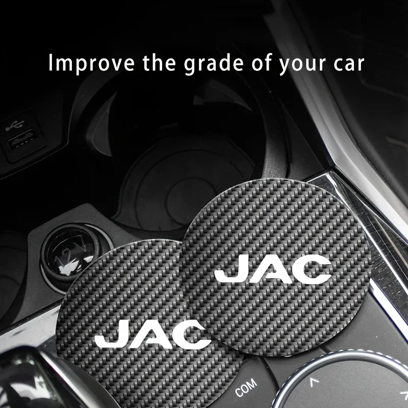2PCS Carbon Fiber Car Cup Holder Coaster, Waterproof Anti-Slip Pad for JAC Refine J3 J4 J7 JS2 JS3 JS4 KR1 S2 S3 S4 S5 S7 Vapour