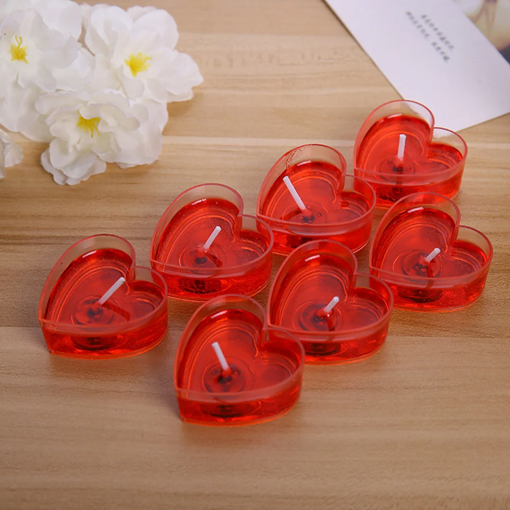 20 Pcs Smokeless Jelly for Showing Love Household Ornaments Candles Hotel Decoration Romantic Heart-shaped