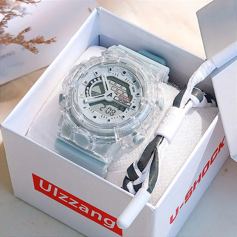 White Mist Blue Watch for Men and Women Instagram Style High Beauty Waterproof Sports Electronic Watch