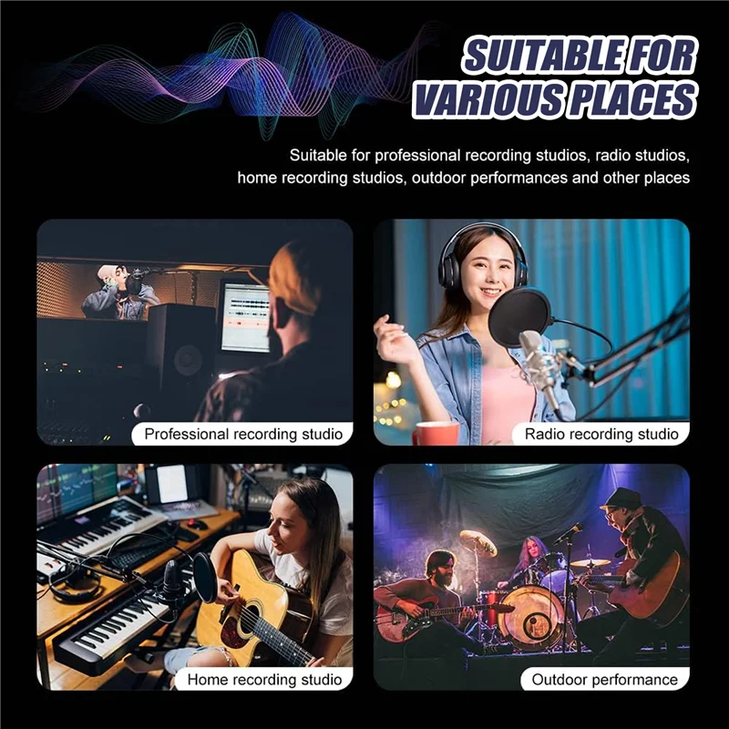 Hot-C5 Universal Studio Mic Screen Live Recording Microphone Anti-Interference Noise Reduction Wind Screen