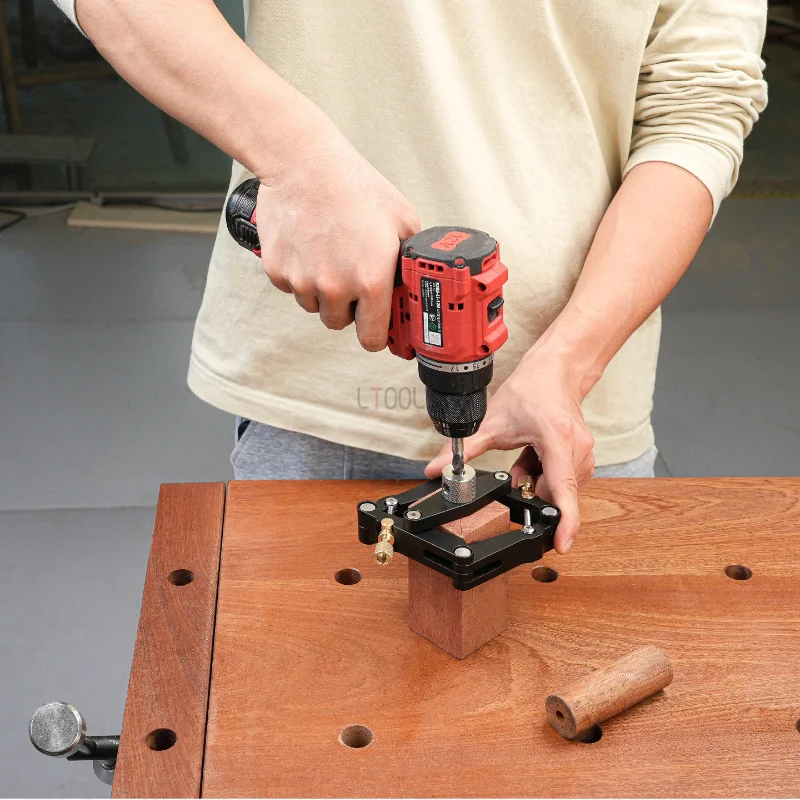 Self Centering Dowelling Jig Woodworking Joinery Hole Drill Guide,Wood Dowel Hole Positioner Locator with 5-10mm Drill Sleeves