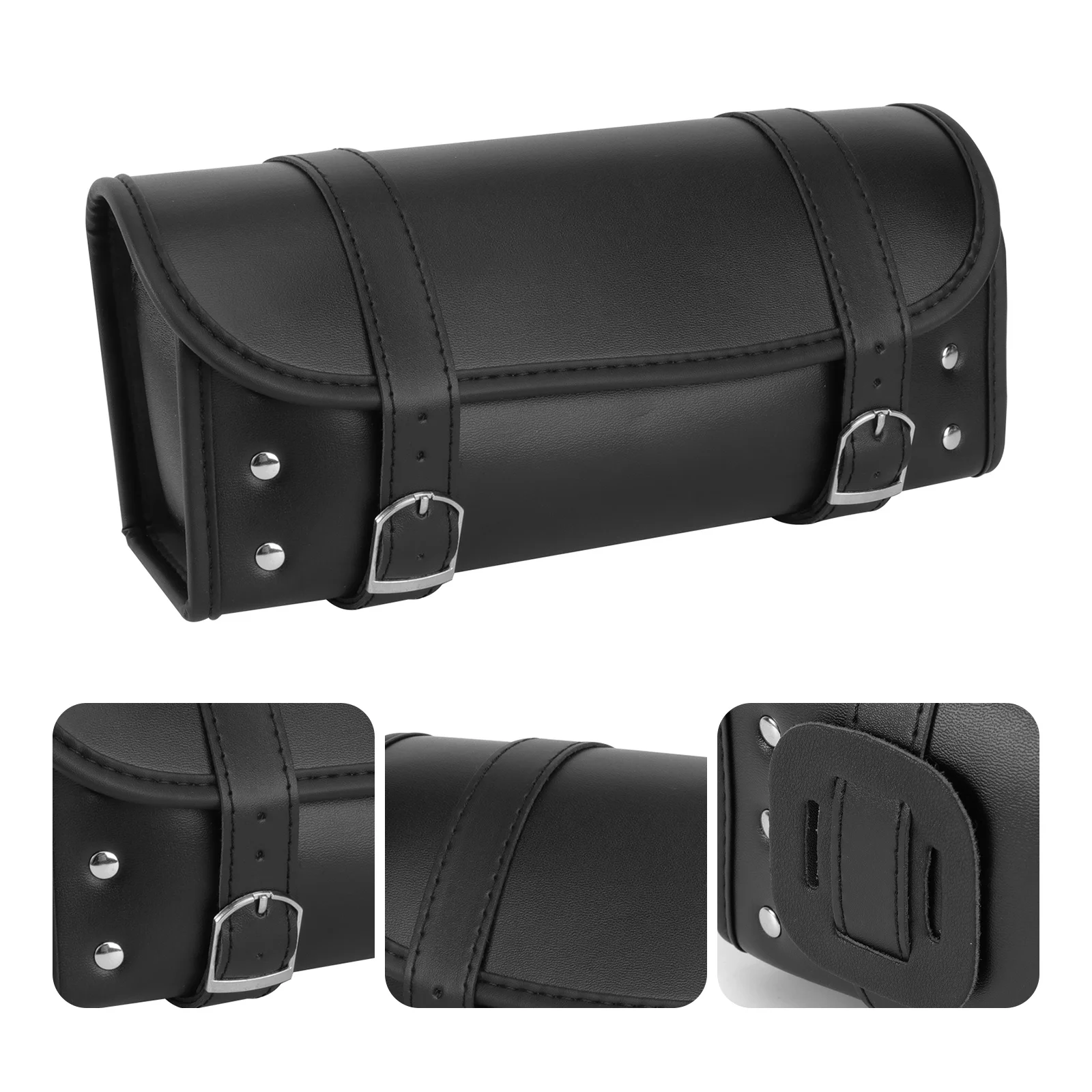 

Black Bike Pack Motorbike Bag Handlebar Hanging Saddle Pack Riding Storage Bag Adjustable Belt for Riding Hiking Travel